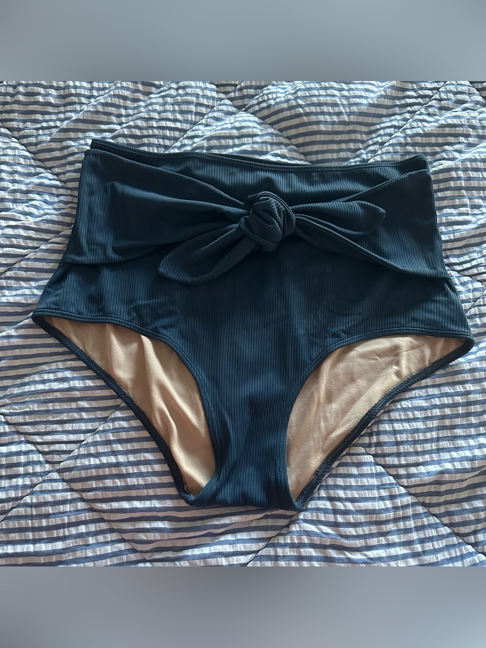 Kortni Jeane Medium Ribbed Indigo Tie-Up-Front Bottoms